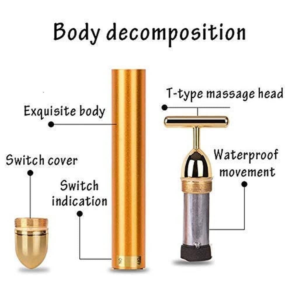 24K Gold T-Shape Electric Facial Massage Roller