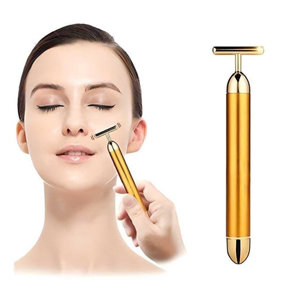 24K Gold T-Shape Electric Facial Massage Roller