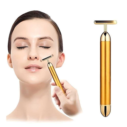 24K Gold T-Shape Electric Facial Massage Roller