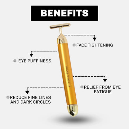 24K Gold T-Shape Electric Facial Massage Roller